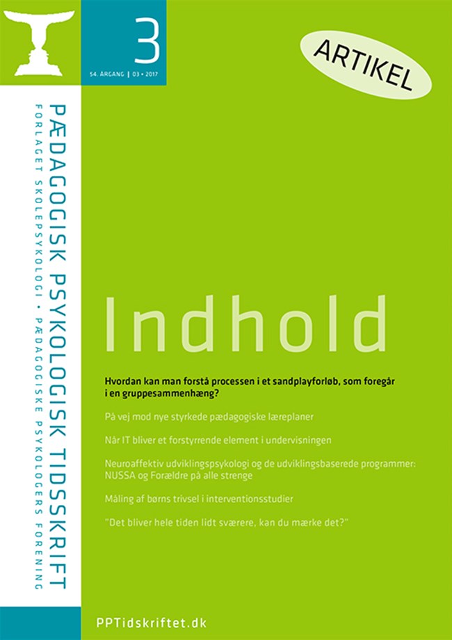 PPT nr. 3-2017: Hvordan kan man forstå processen i et sandplayforløb, som foregår i en gruppesammenhæng? Af Tove Davidsen og Lisbet Almstrup Olesen